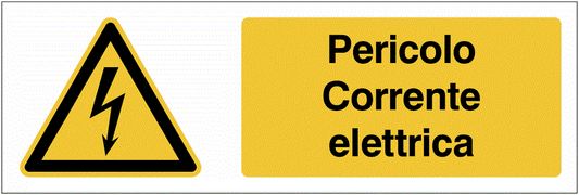 Pericolo Corrente elettrica - CARTELLO SEGNALETICO - UNI 7010 in Adesivo Resistente, Pannello in Forex, Pannello In Alluminio o in Plexiglas