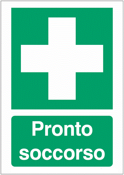 Pronto soccorso- CARTELLO SEGNALETICO ISO 7010 in Adesivo Resistente, Pannello in Forex, Pannello In Alluminio o in Plexiglas