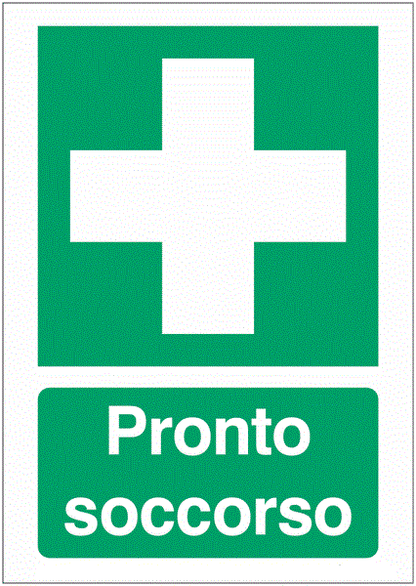 Pronto soccorso- CARTELLO SEGNALETICO ISO 7010 in Adesivo Resistente, Pannello in Forex, Pannello In Alluminio o in Plexiglas