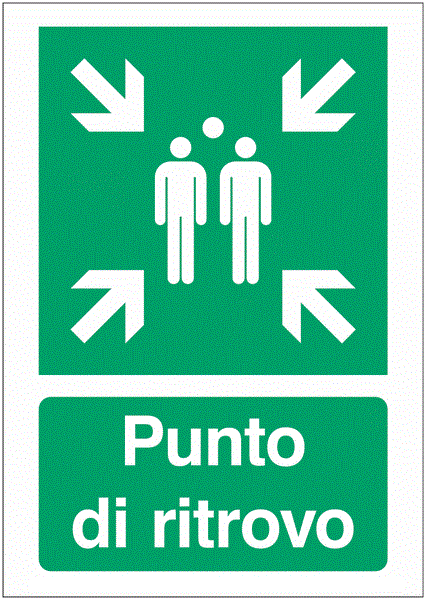 Punto di ritrovo - CARTELLO SEGNALETICO ISO 7010 in Adesivo Resistente, Pannello in Forex, Pannello In Alluminio o in Plexiglas
