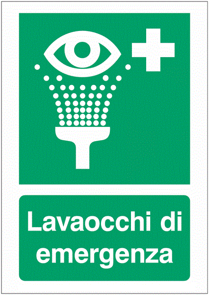 Lavaocchi di emergenza - CARTELLO SEGNALETICO ISO 7010 in Adesivo Resistente, Pannello in Forex, Pannello In Alluminio o in Plexiglas