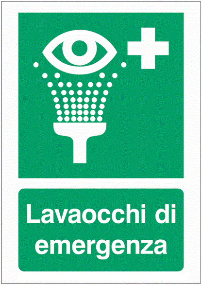 Lavaocchi di emergenza - CARTELLO SEGNALETICO ISO 7010 in Adesivo Resistente, Pannello in Forex, Pannello In Alluminio o in Plexiglas
