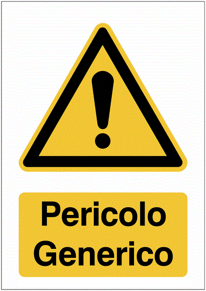 Pericolo Generico - CARTELLO SEGNALETICO ISO 7010 in Adesivo Resistente, Pannello in Forex, Pannello In Alluminio o in Plexiglas