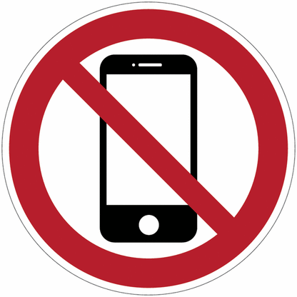 "Vietato l'uso di telefoni cellulari" - CARTELLO SEGNALETICO ROTONDO ISO 7010 - Adesivo Extra Resistente, Pannello in Forex, Pannello In Alluminio