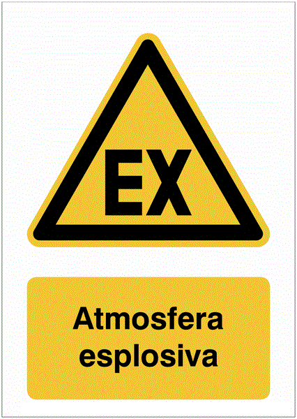 Atmosfera esplosiva - CARTELLO SEGNALETICO ISO 7010 in Adesivo Resistente, Pannello in Forex, Pannello In Alluminio o in Plexiglas
