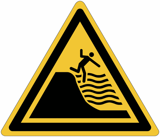"Attenzione Spiaggia con improvviso dislivello" - CARTELLO SEGNALETICO TRIANGOLO ISO 7010 - Adesivo Extra Resistente, Pannello in Forex, Pannello In Alluminio