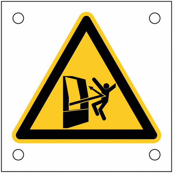 CARTELLO SEGNALETICO QUADRATO ISO 7010 - Pericolo proiezione oggetti - Adesivo Extra Resistente, Pannello in Forex, Pannello In Alluminio