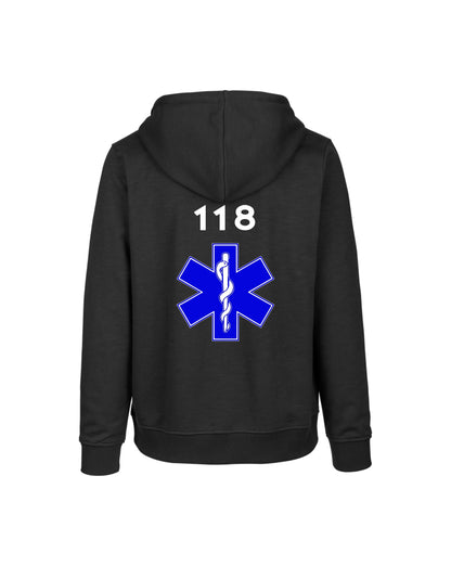 Felpa Cappuccio Uomo o Donna Cotone Basic Super vestibilità Top qualità - Ruolo soccorritore 118 - Personalizzata con Nome
