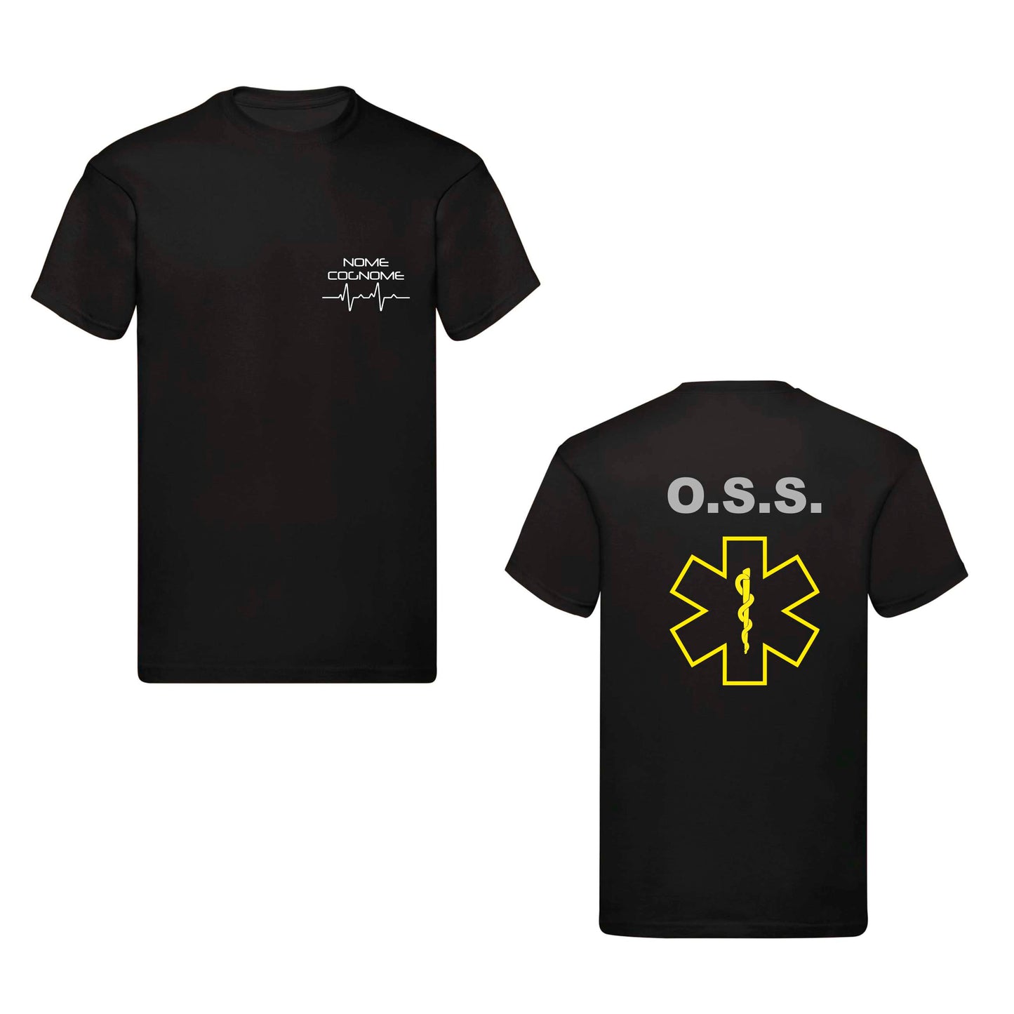 T-Shirt Uomo o Donna Cotone Basic Super vestibilità Top qualità - OSS Giallo - Personalizzata con Nome