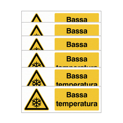KIT DI 6 ADESIVI UNI - Bassa temperatura - Pittogramma ISO 7010 Con Stampa Diretta U.V. (IDEALE ANCHE PER ESTERNO)